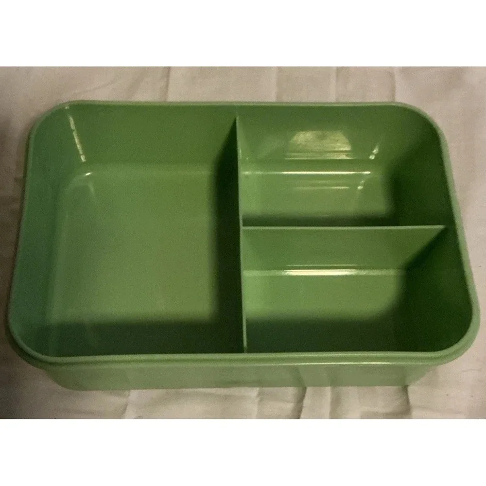 Lunch Box Avacado Green Plastic Utensils Chopsticks‎ Fork Knife Spoon Snap Sides